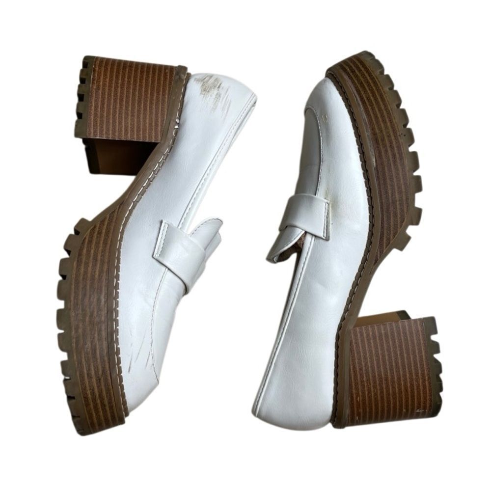 Altar'd State White Chunky Heel Loafers Size 8